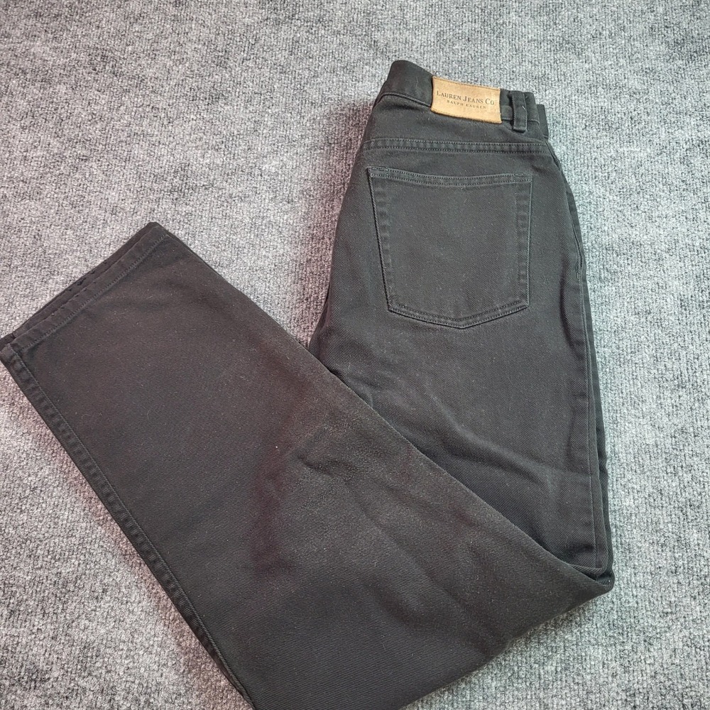 Lauren Ralph Lauren Jeans Co Womens 10 Black High Rise Straight Leg Mom Jeans